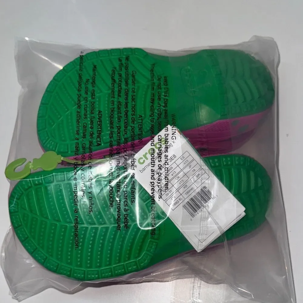 🔥CROCS Kids Shoes in Pink and Yellow Barney Sz 13 New